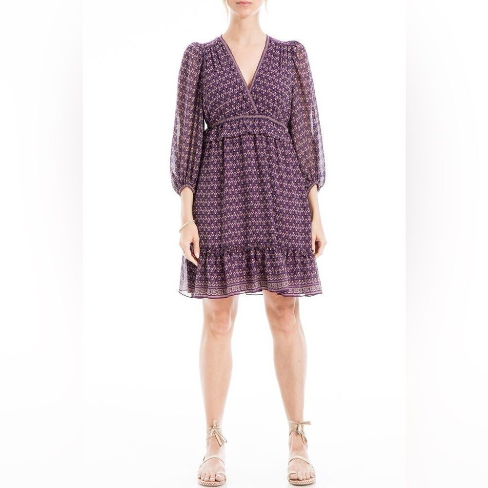 NWT Max Studio Nordstrom Women’s Floral Balloon Sleeve A-Line Dress XS